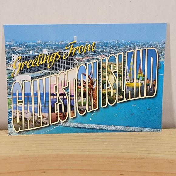 Galveston Island Post Card Greetings From 6" X 4" - NEW - Picture 1 of 2